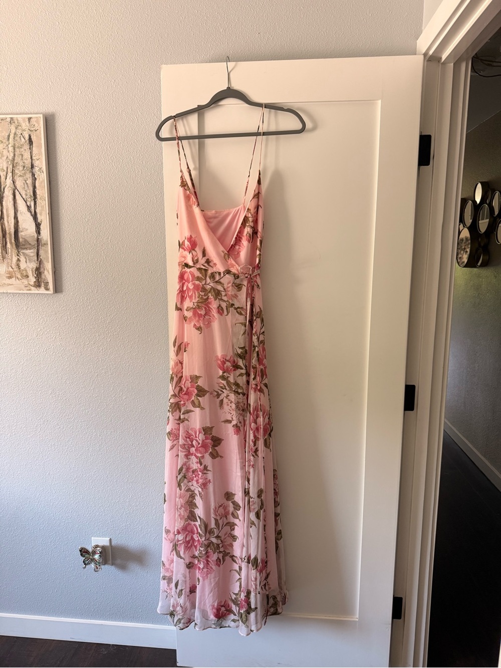 Lulu's Pink Floral Slip Maxi Dress with Rose Print